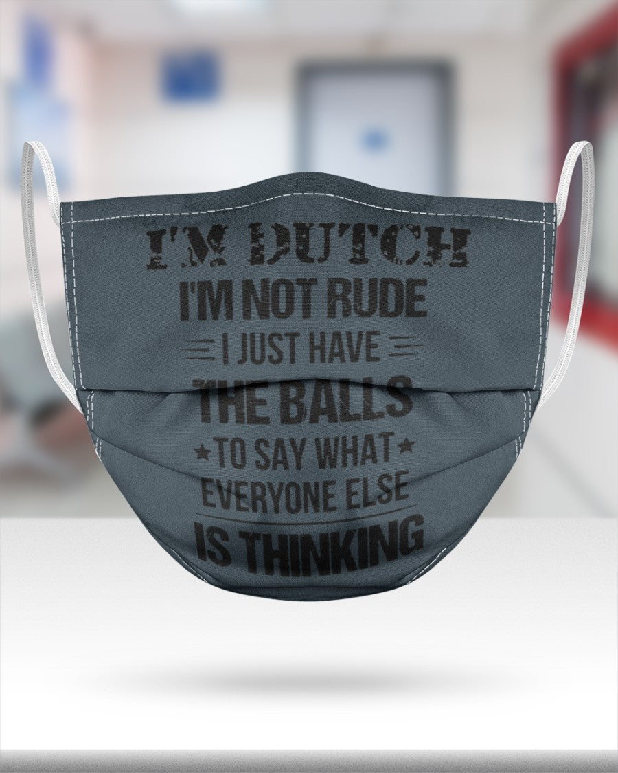 I'M NOT RUDE I'M DUTCH - 3 Layer Face Mask - Single - Charcoal Grey - aos-face-mask-3-layers-lifestyle-front-25