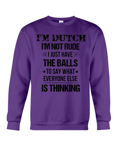 I'M NOT RUDE I'M DUTCH - Crewneck Sweatshirt - Purple - Front