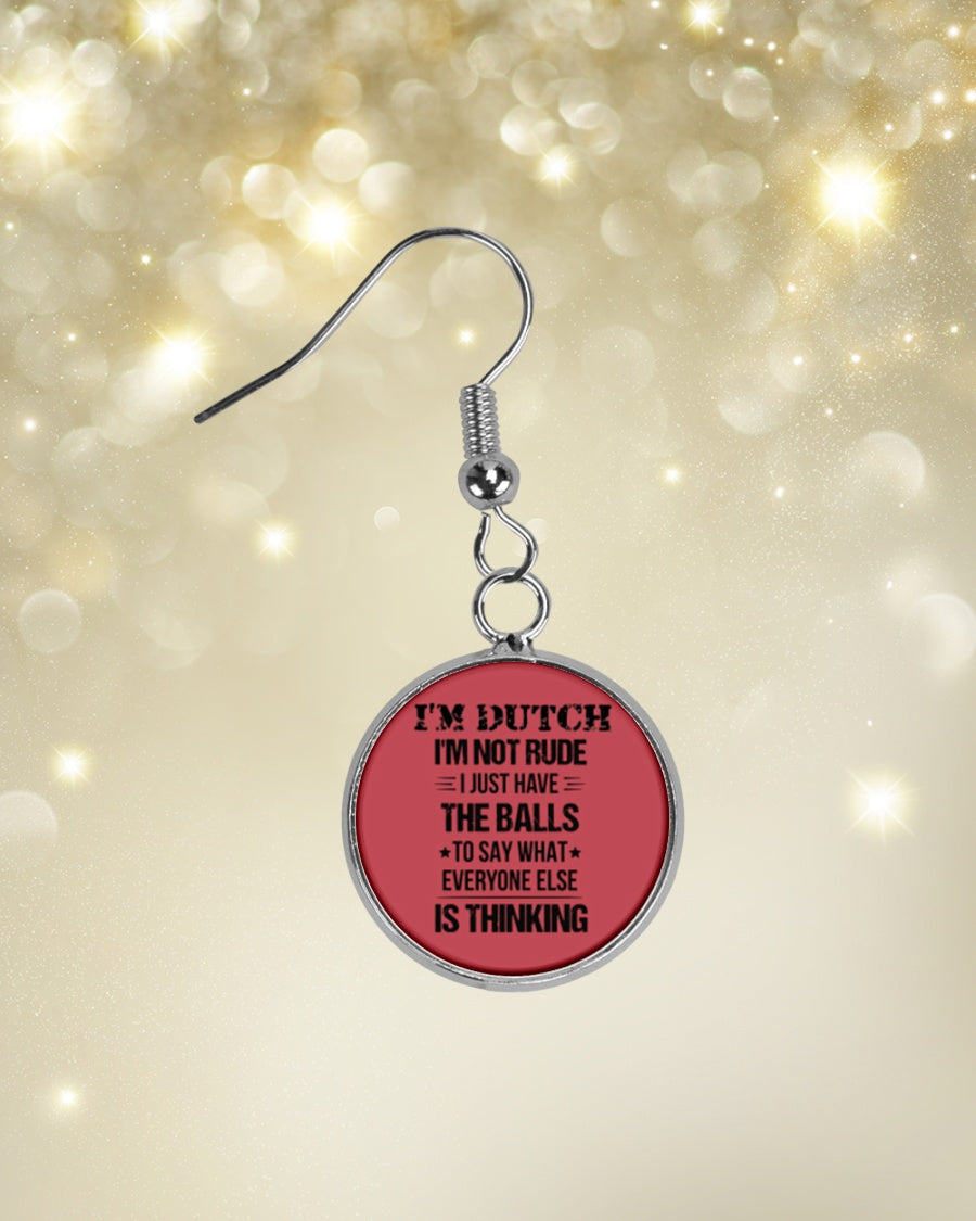 I'M NOT RUDE I'M DUTCH - Circle Earrings - True Red - aos-earring-circle-front-lifestyle-3