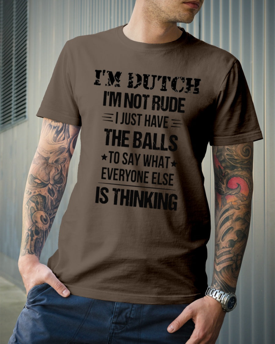 I'M NOT RUDE I'M DUTCH - Premium Fit Mens Tee - Brown - lifestyle-mens-crewneck-front-6