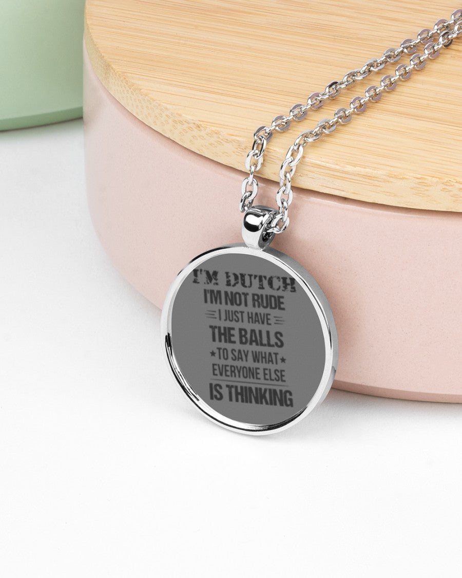 I'M NOT RUDE I'M DUTCH - Metallic Circle Necklace - Charcoal Grey - aos-necklace-circle-metallic-lifestyle-08