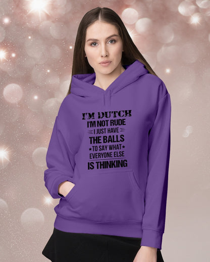 I'M NOT RUDE I'M DUTCH - Hooded Sweatshirt - Purple - lifestyle-holiday-hoodie-front-1