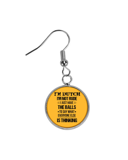 I'M NOT RUDE I'M DUTCH - Circle Earrings - Gold - Front