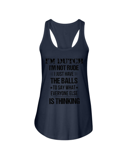 I'M NOT RUDE I'M DUTCH - Ladies Flowy Tank - Midnight - Front
