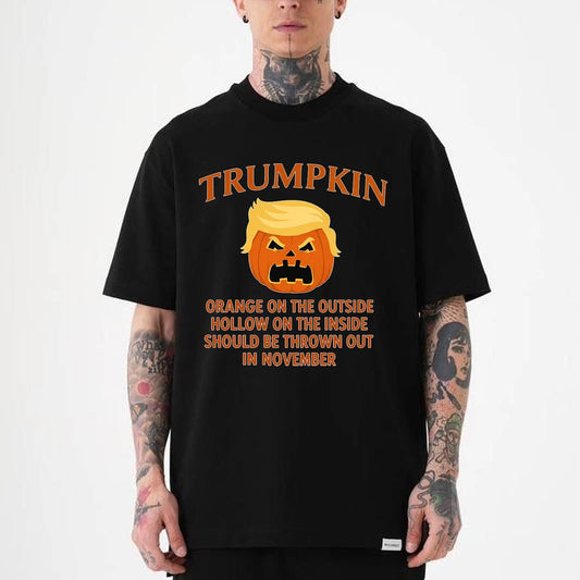Black Trumpkin funny Halloween political satire graphic shirt