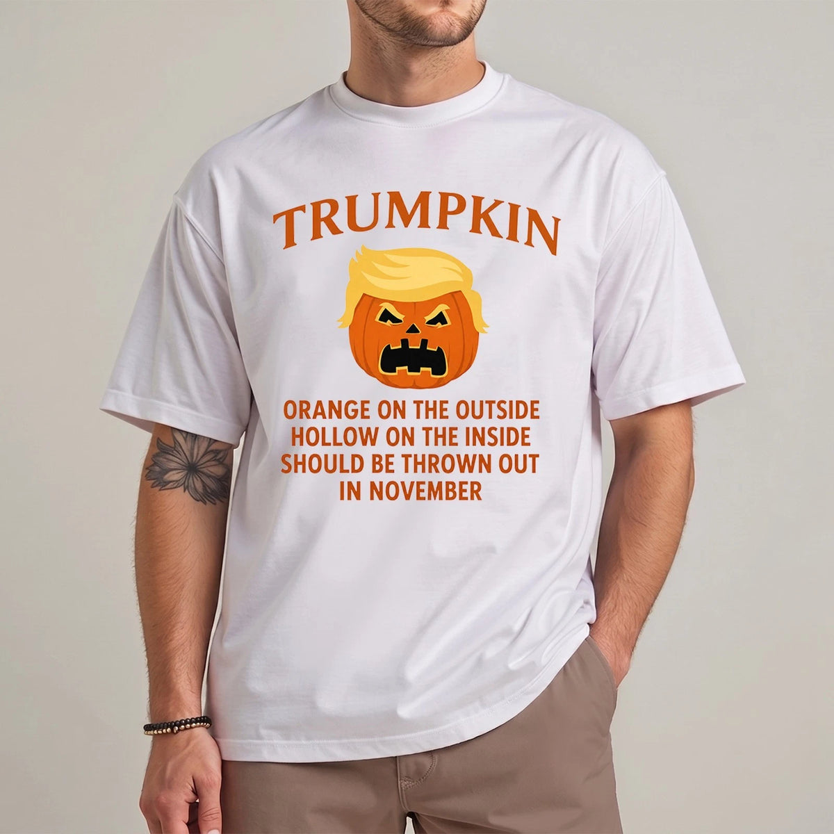 White Trumpkin funny Halloween political satire graphic shirt