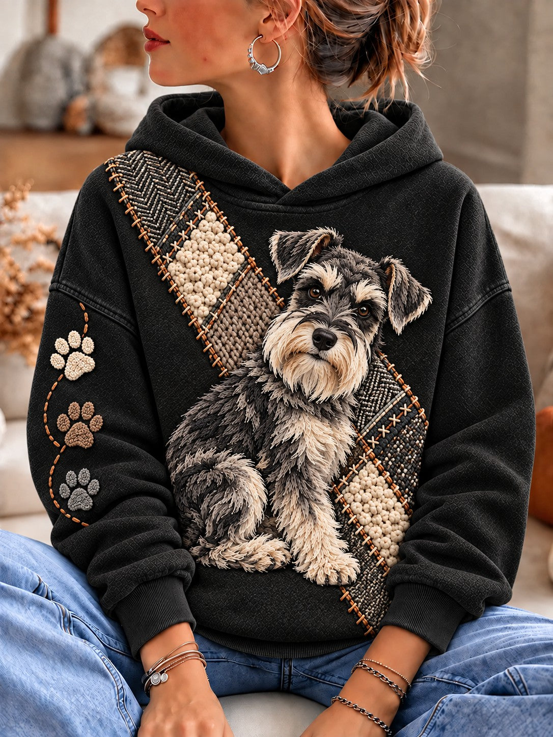 Women's Dog Printed Hoodie