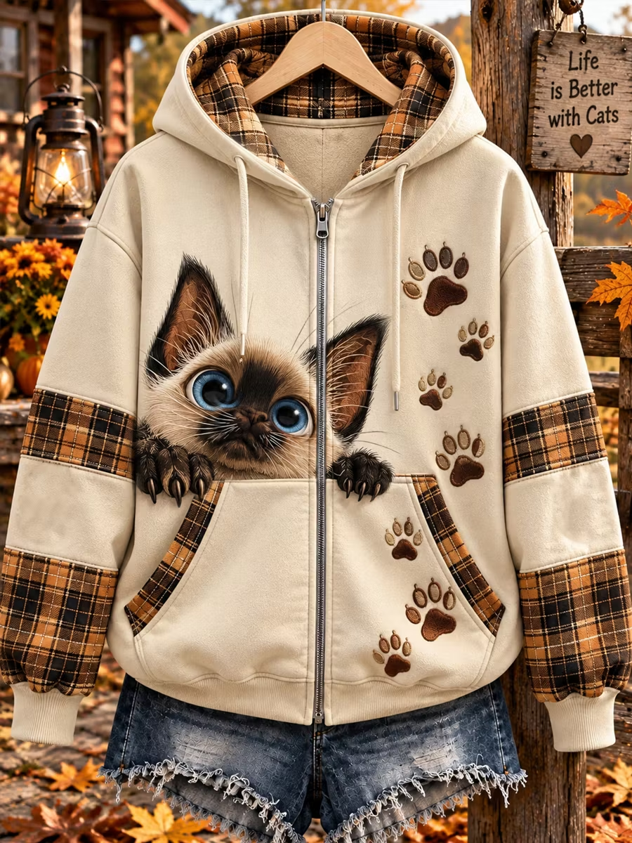 Women's Life Is Better With Cats Zip-Up Hoodie