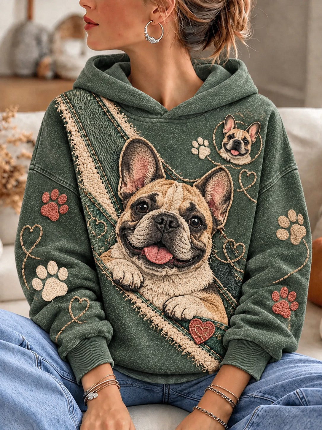 Women's Dog Printed Hoodie