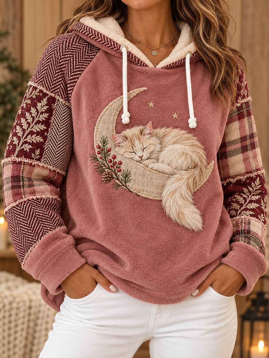 Women's Winter Season Animal Art Printed Flannel Hoodie