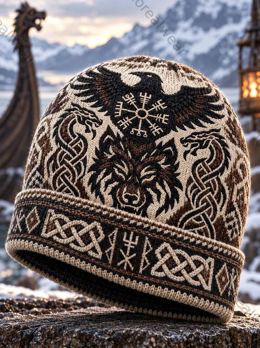Viking Art Vintage Autumn And Winter Warm Cold Knitted Hat