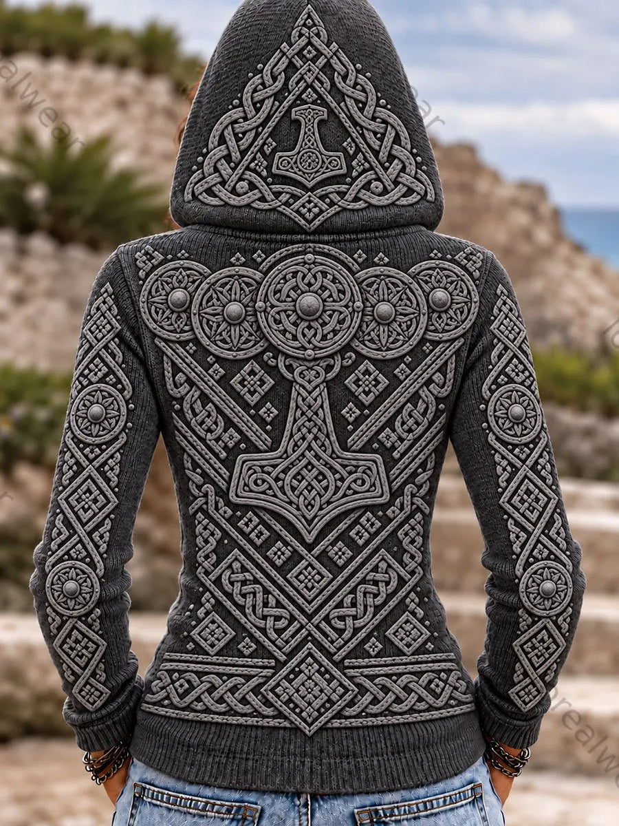 Women's Viking Thor's Hammer Print Hoodies