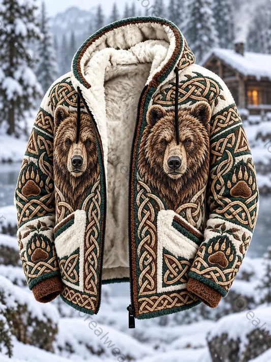 Men's Vintage Nordic VikingScandinavian Style Graphic Print Casual Flannel Jacket